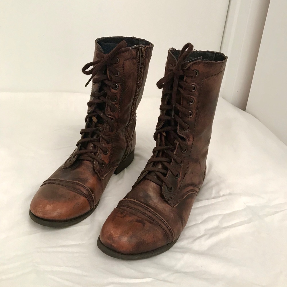 Steve Madden Women's Troopa Combat Boots Brown